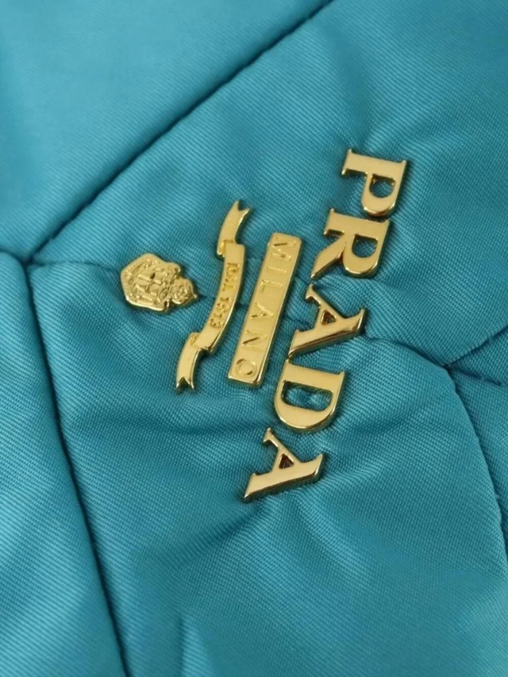 PRADA Shoulder Bag Nylon Blue Gold Auth